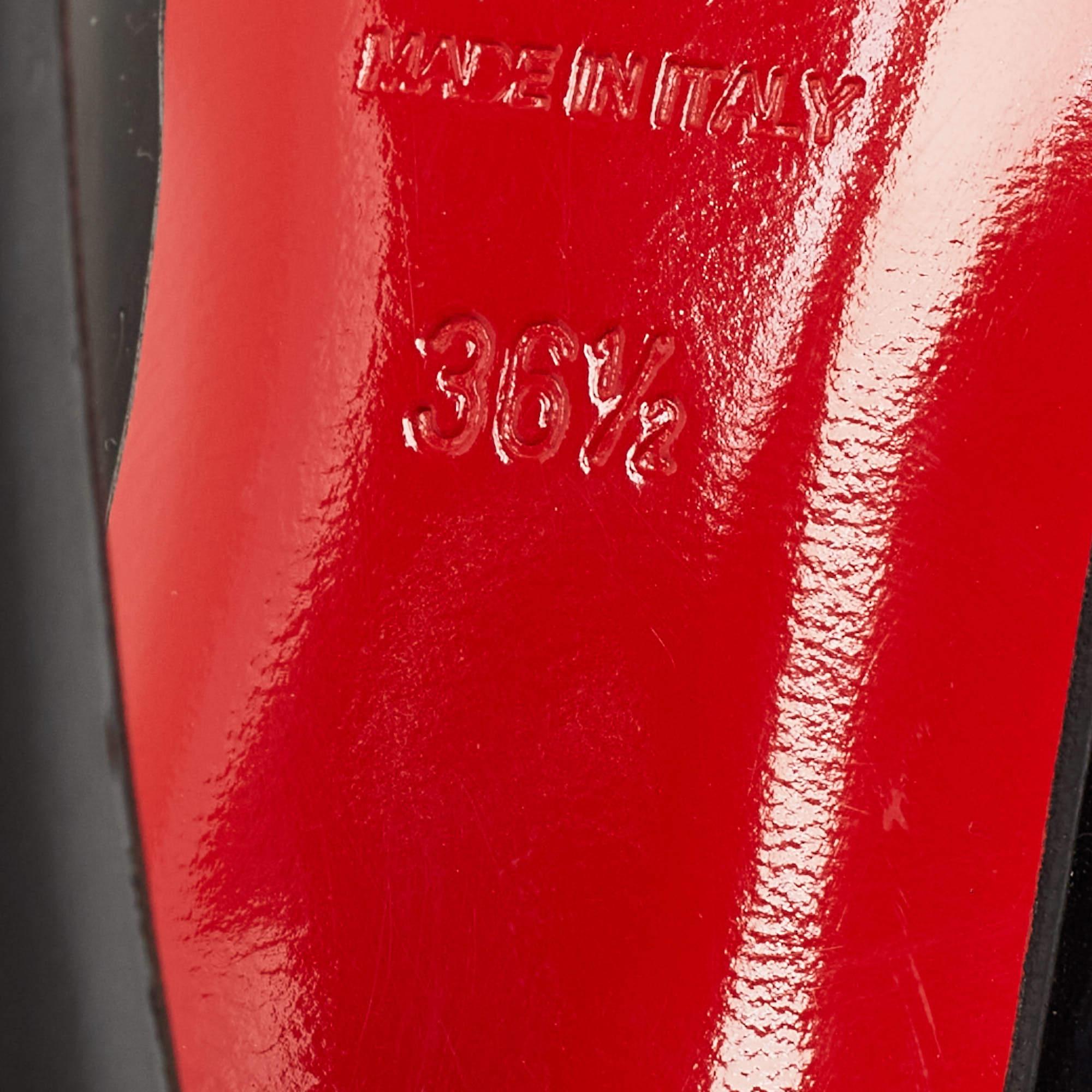 Christian Louboutin Black Patent Lady Peep Slingback Sandals Size 36.5 For Sale 5