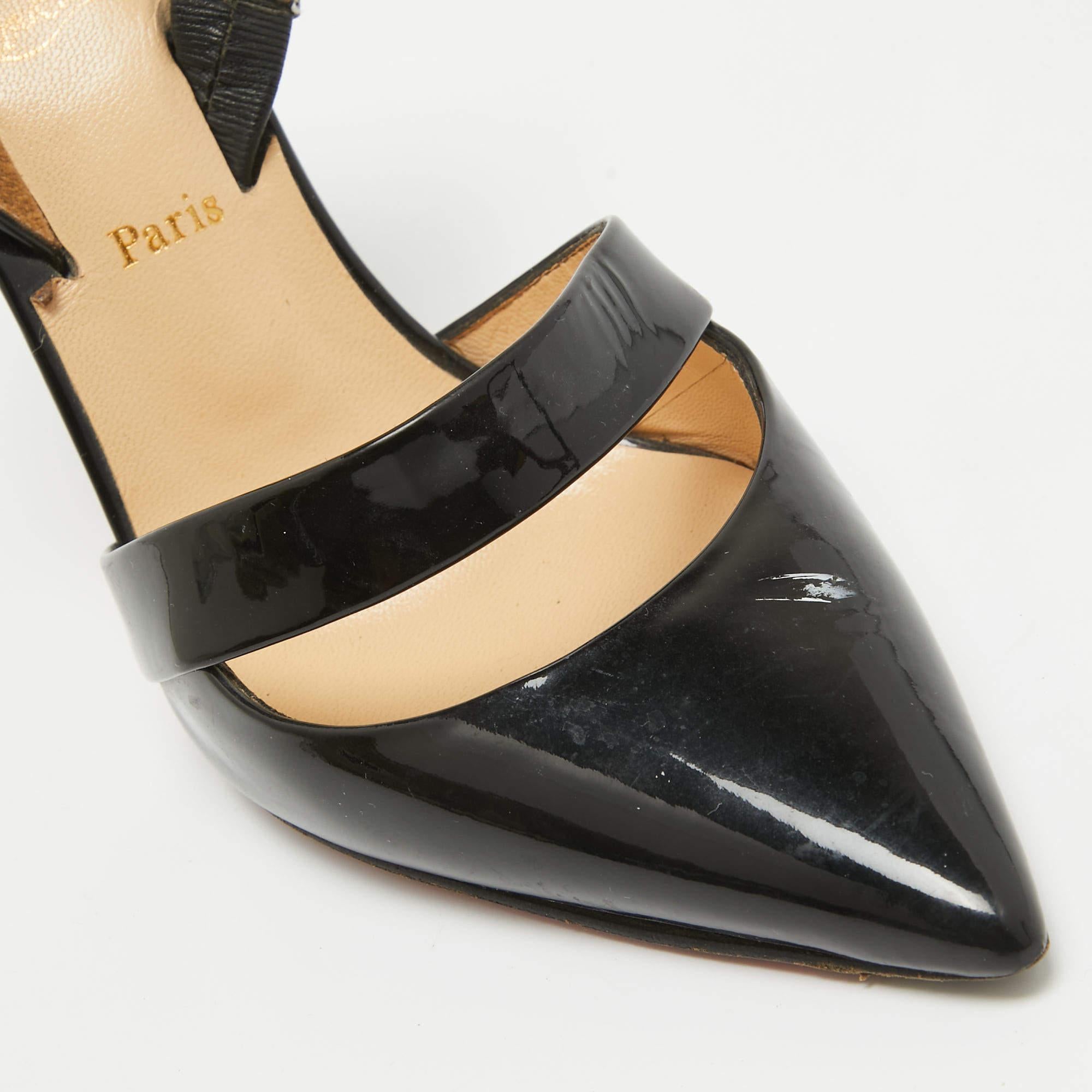 Christian Louboutin Bombas Actina Slingback de charol negro Talla 37.5 en venta 2