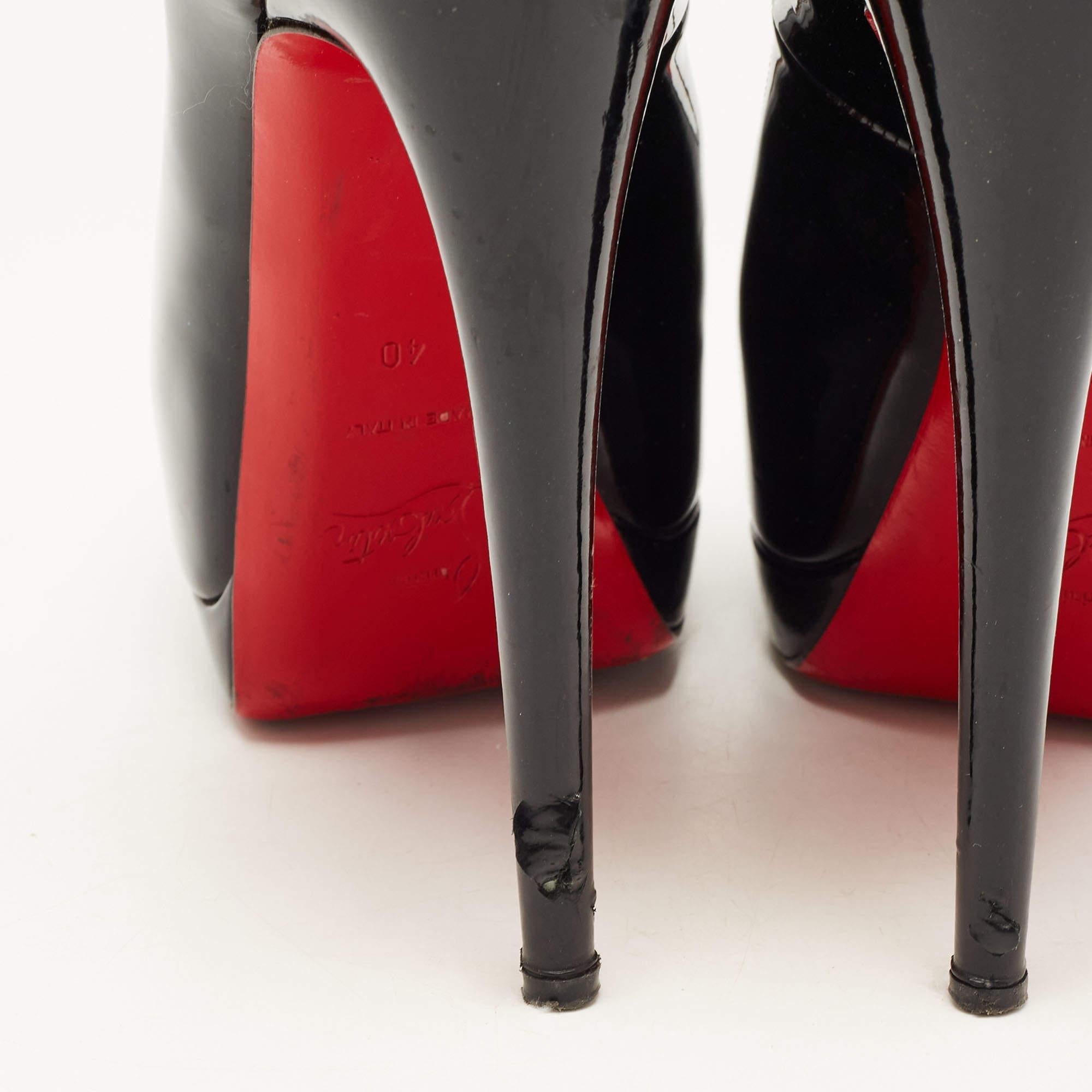 Christian Louboutin Black Patent Leather Altadama Pumps Size 40 For Sale 5