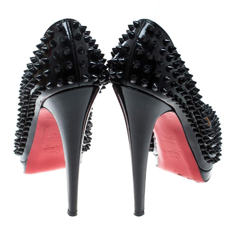 Christian Louboutin Alti Spikes Platform Pumps en cuir verni noir Taille 37.5 Pour femmes 