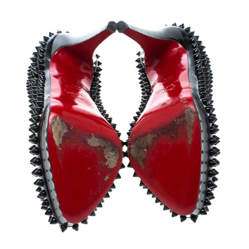 Christian Louboutin Alti Spikes Platform Pumps en cuir verni noir Taille 37.5 1