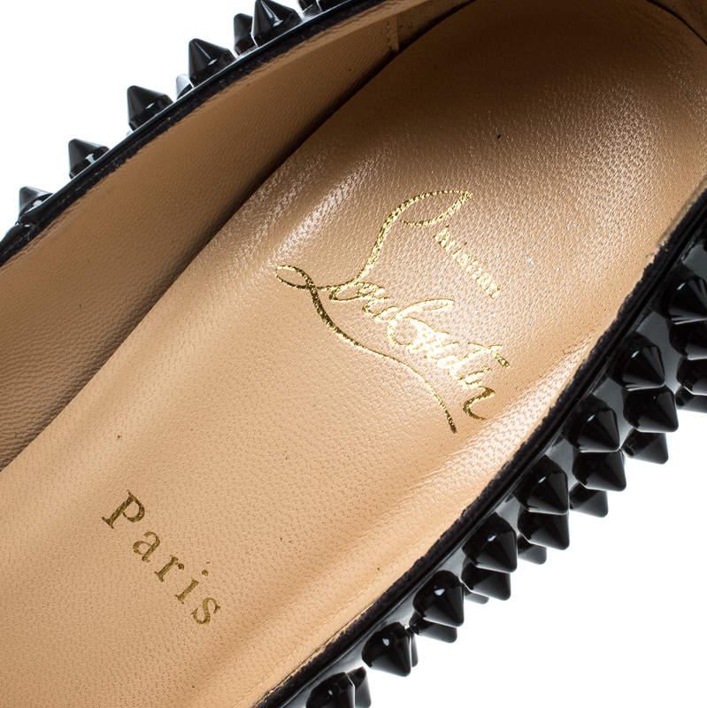 Christian Louboutin Alti Spikes Platform Pumps en cuir verni noir Taille 37.5 2