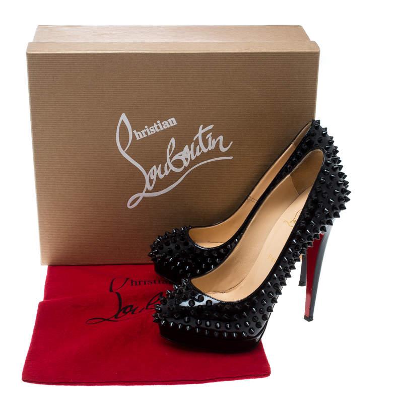 Christian Louboutin Alti Spikes Platform Pumps en cuir verni noir Taille 37.5 3