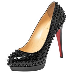 Christian Louboutin Black Patent Leather Alti Spikes Pumps Size 38