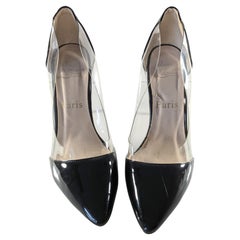 Christian Louboutin Pumps a punta in vernice nera e PVC Cosmo Taglia 38