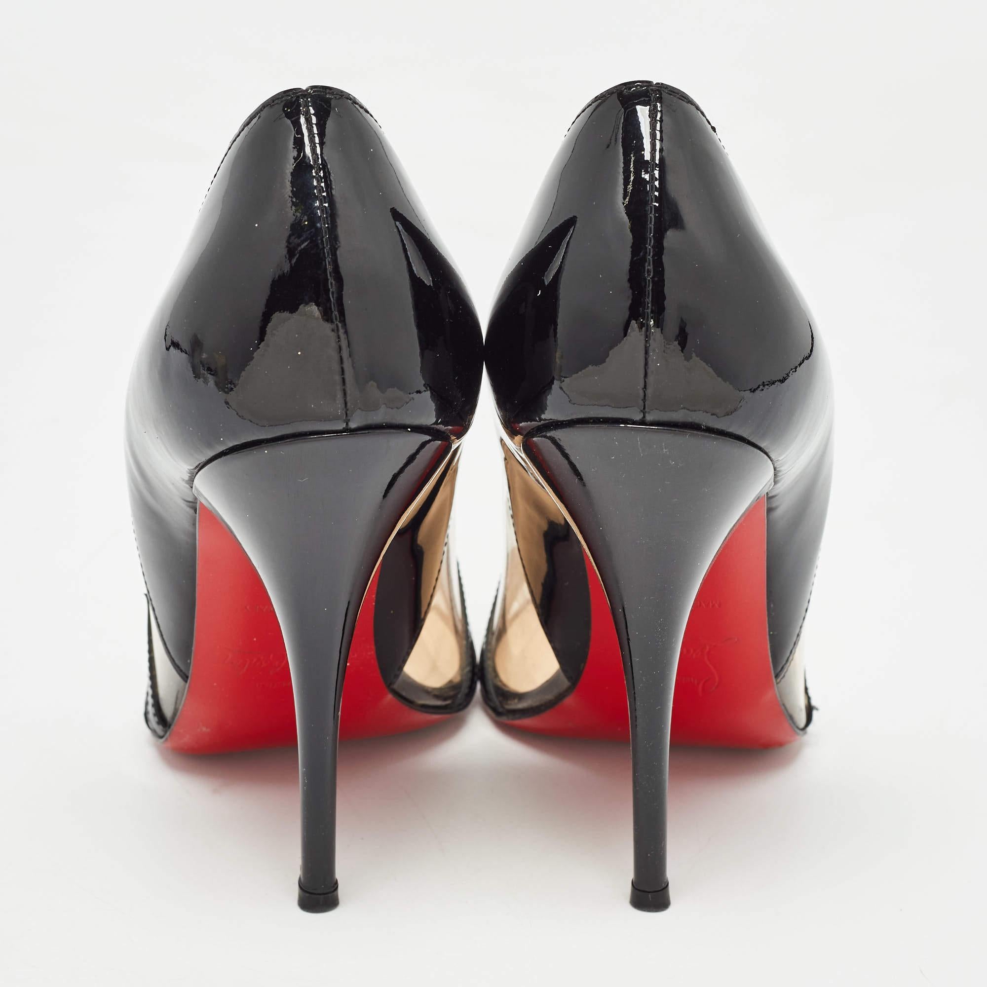 Christian Louboutin Black Patent Leather and PVC Pivichic Pumps Size 35.5 1