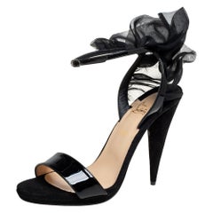 Christian Louboutin Black Patent Leather And Suede Jacqueline Sandals Size 39