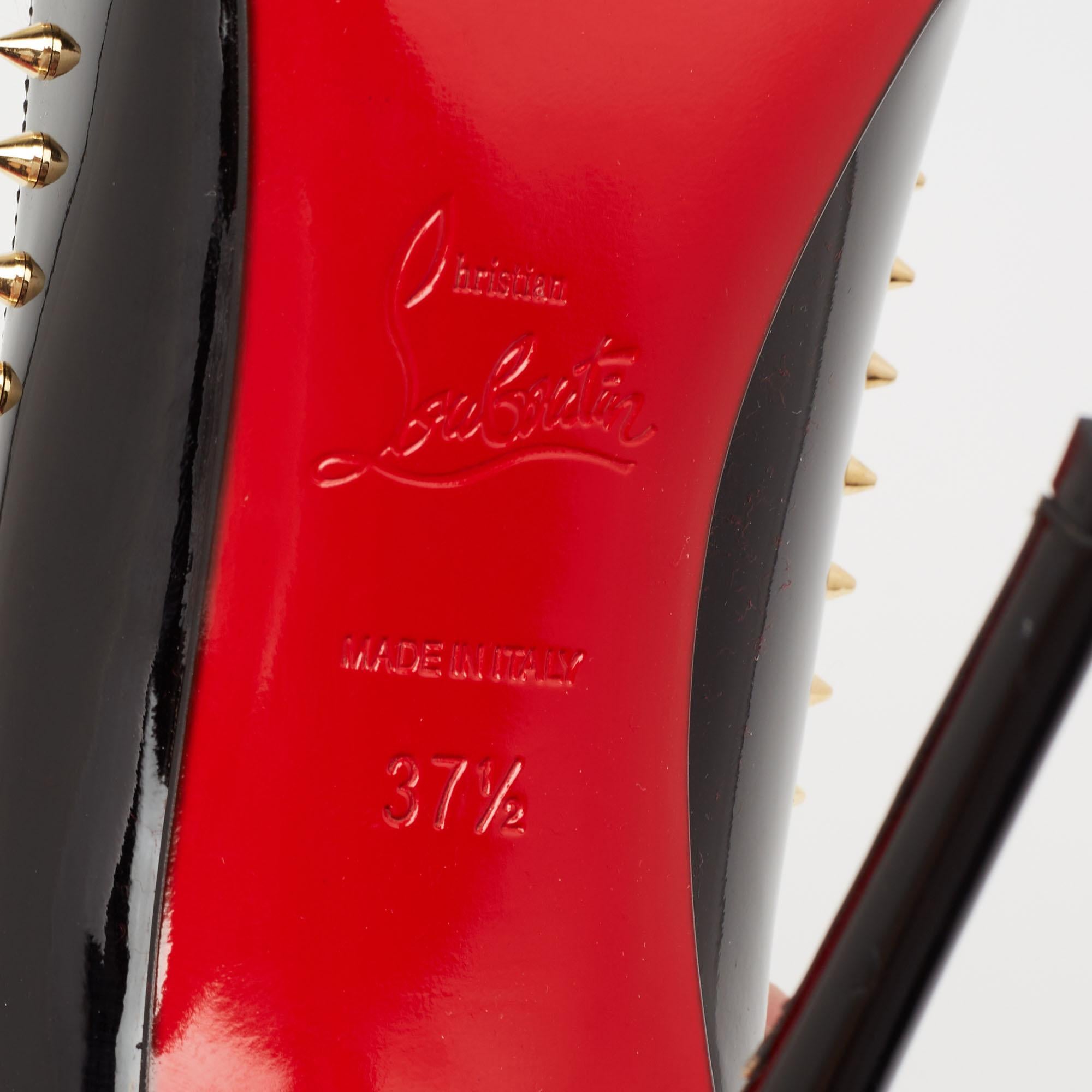 Christian Louboutin Black Patent Leather Anjalina Pumps Size 37.5 4