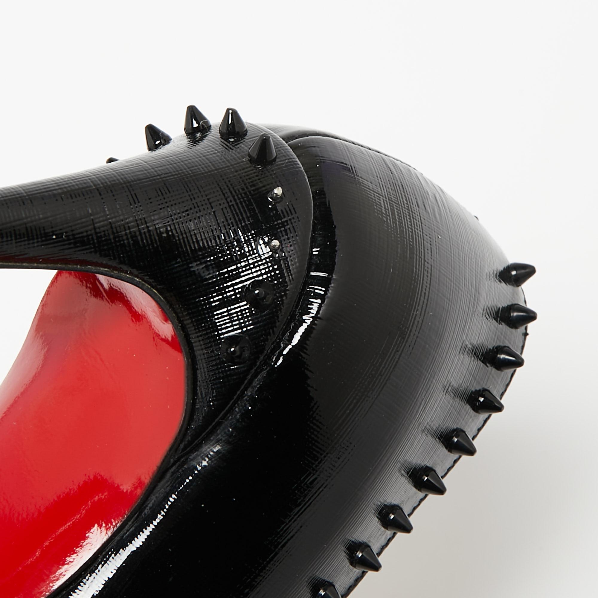Christian Louboutin Black Patent Leather Anjalina Spike Pumps Size 35 3