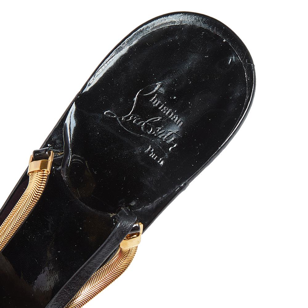 Christian Louboutin Black Patent Leather Ankle Strap Sandals Size 38.5 2