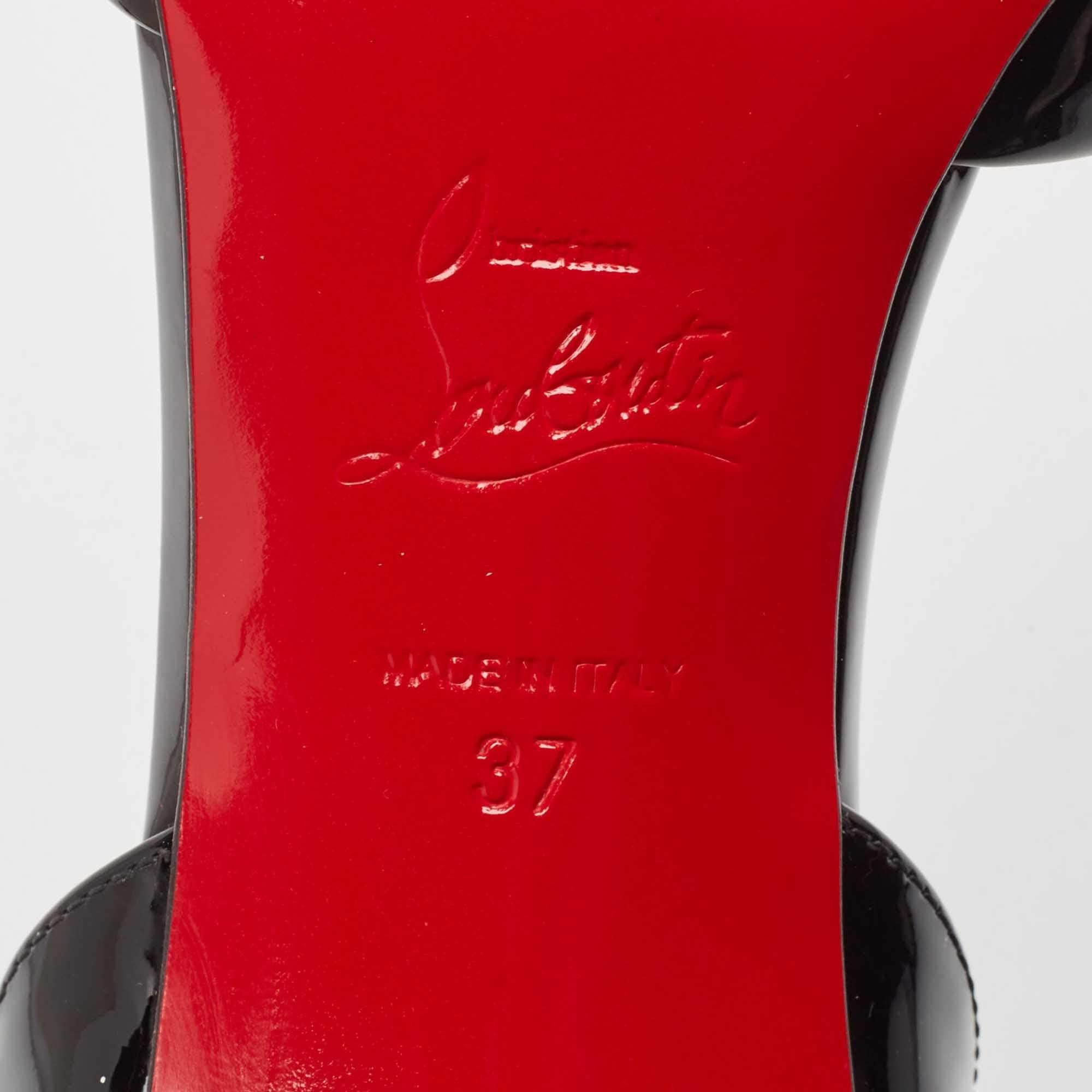 Christian Louboutin Black Patent Leather Astrid Slingback Pumps Size 37 4