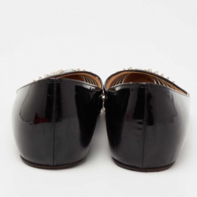 Christian Louboutin Bareta Ballet Flats en cuir verni noir Taille 35 Pour femmes en vente