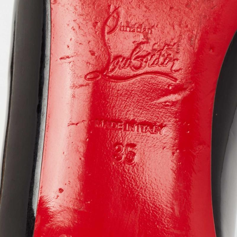 Christian Louboutin Black Patent Leather Bareta Ballet Flats Size 35 For Sale 2