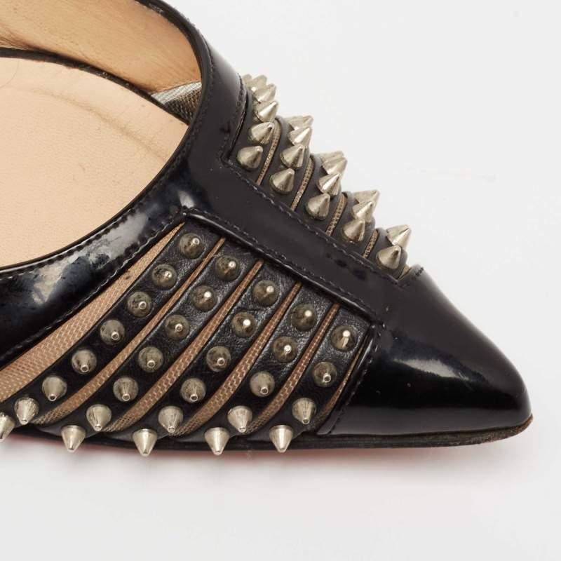 Christian Louboutin Black Patent Leather Bareta Ballet Flats Size 35 For Sale 3