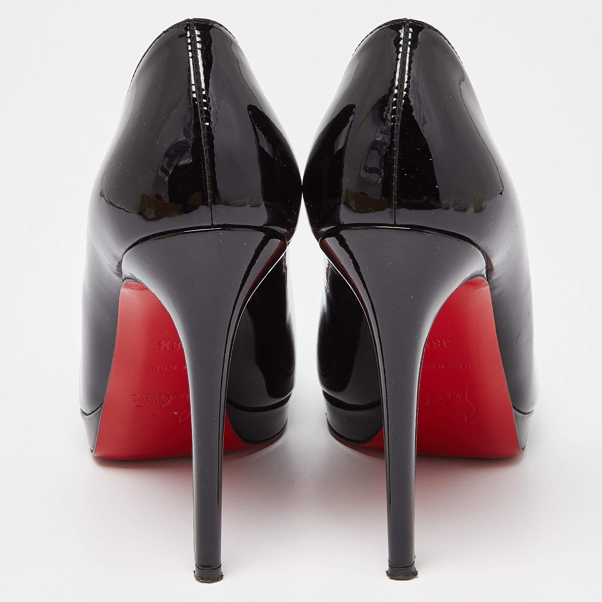 Christian Louboutin Black Patent Leather Bianca Platform Pumps Size 38.5 1