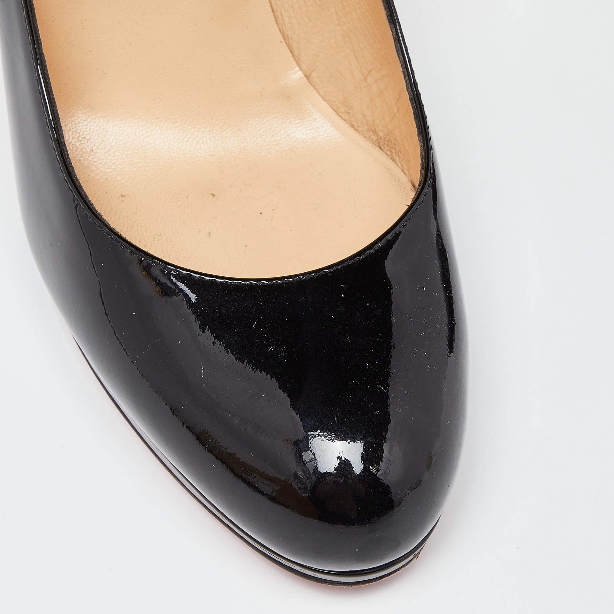 Christian Louboutin Black Patent Leather Bianca Platform Pumps Size 38.5 4