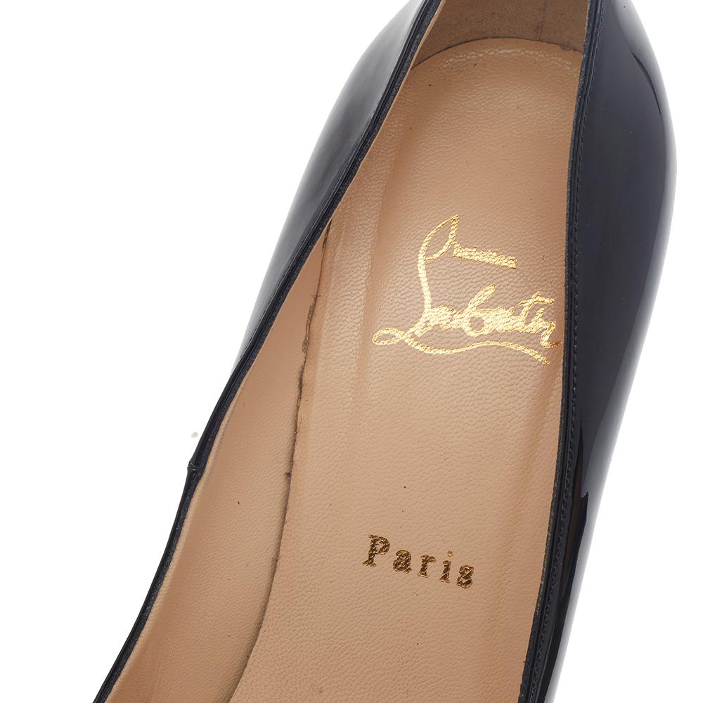 Christian Louboutin Black Patent Leather Bianca Platform Pumps Size 39.5 For Sale 2