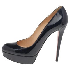 Christian Louboutin Bianca Plateau-Pumps aus schwarzem Lackleder Größe 39.5