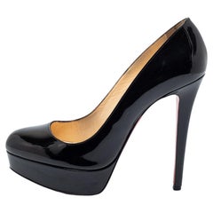 Christian Louboutin Bianca Plateau-Pumps aus schwarzem Lackleder Größe 39,5