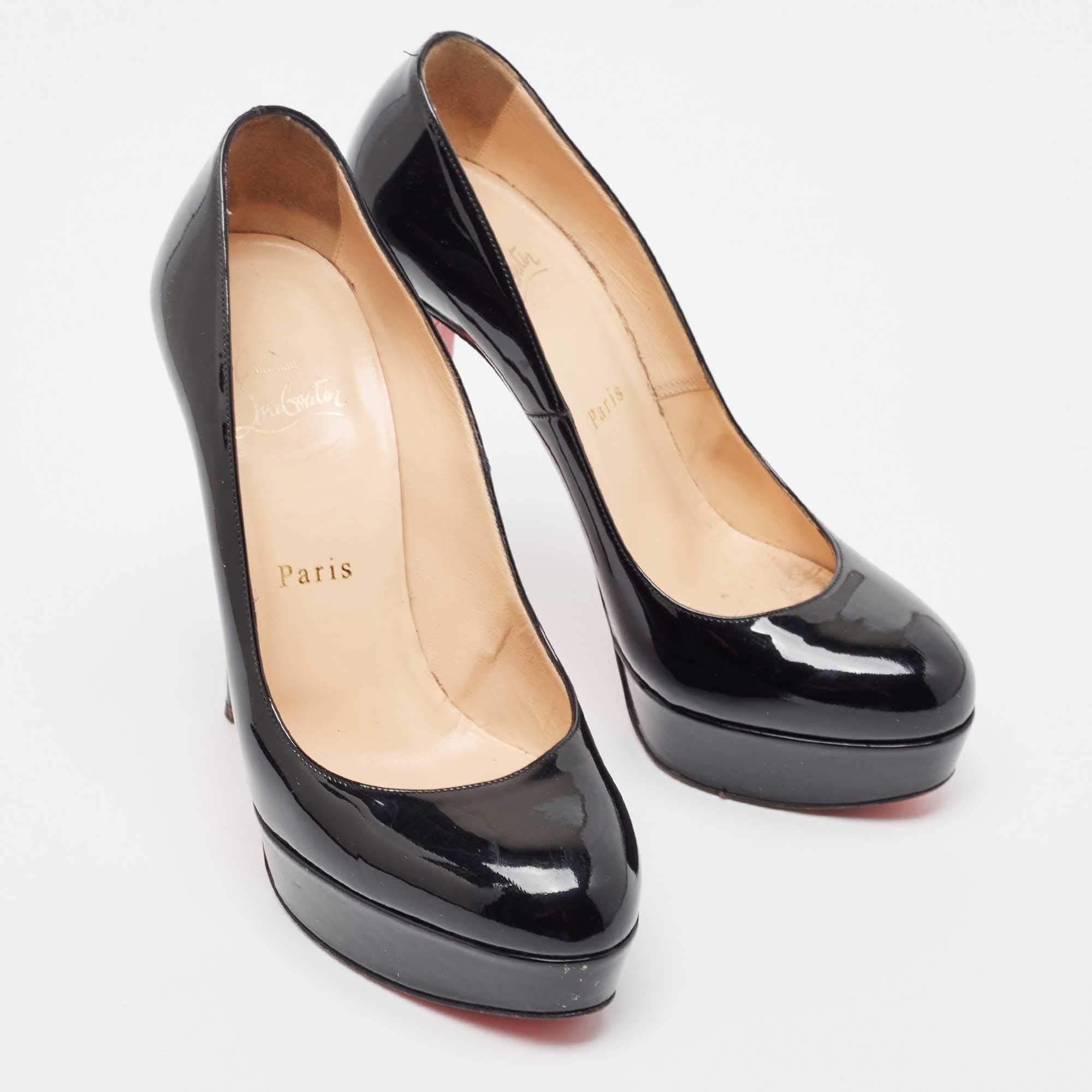 Christian Louboutin Black Patent Leather Bianca Pumps Size 37.5 For Sale 1