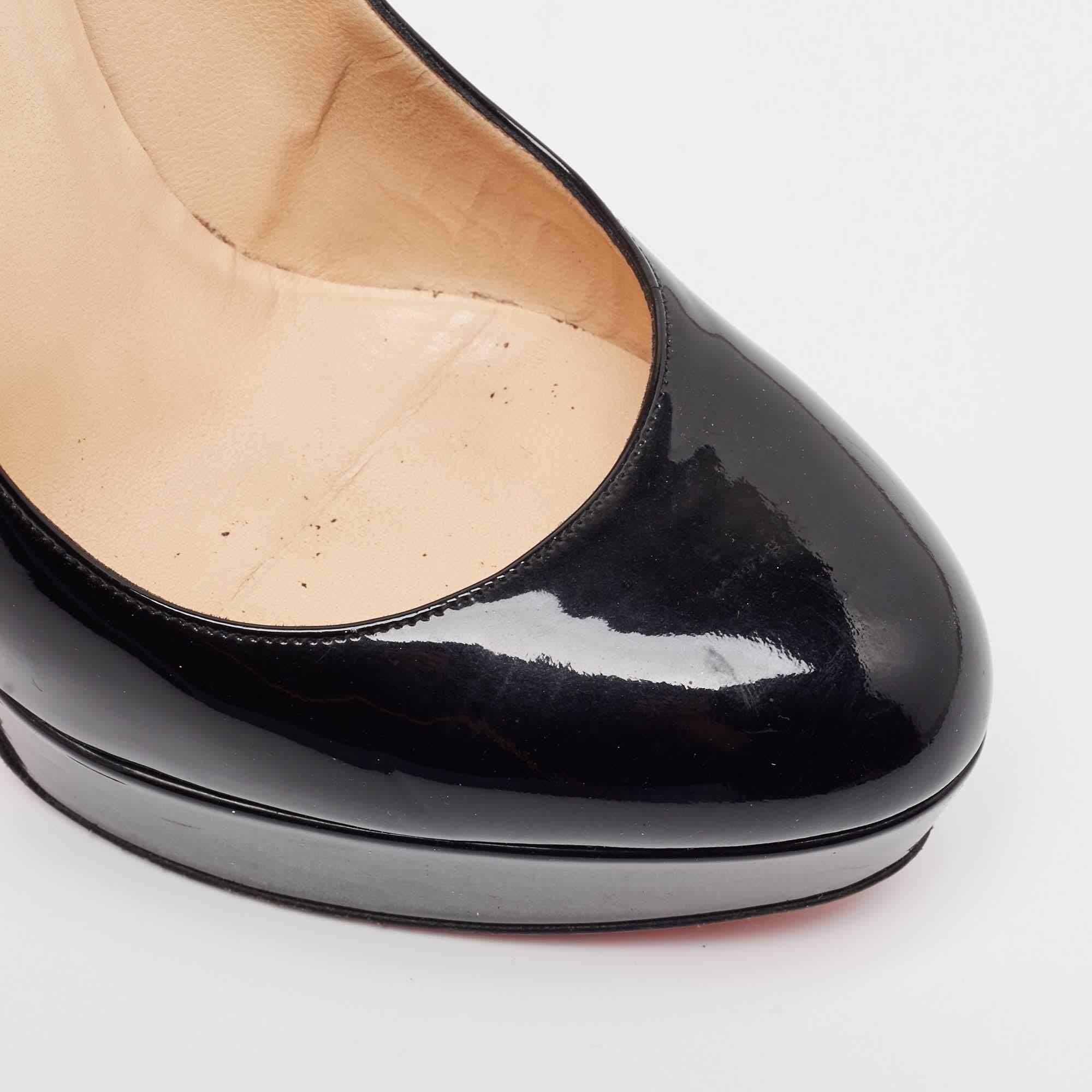 Christian Louboutin Black Patent Leather Bianca Pumps Size 37.5 For Sale 3
