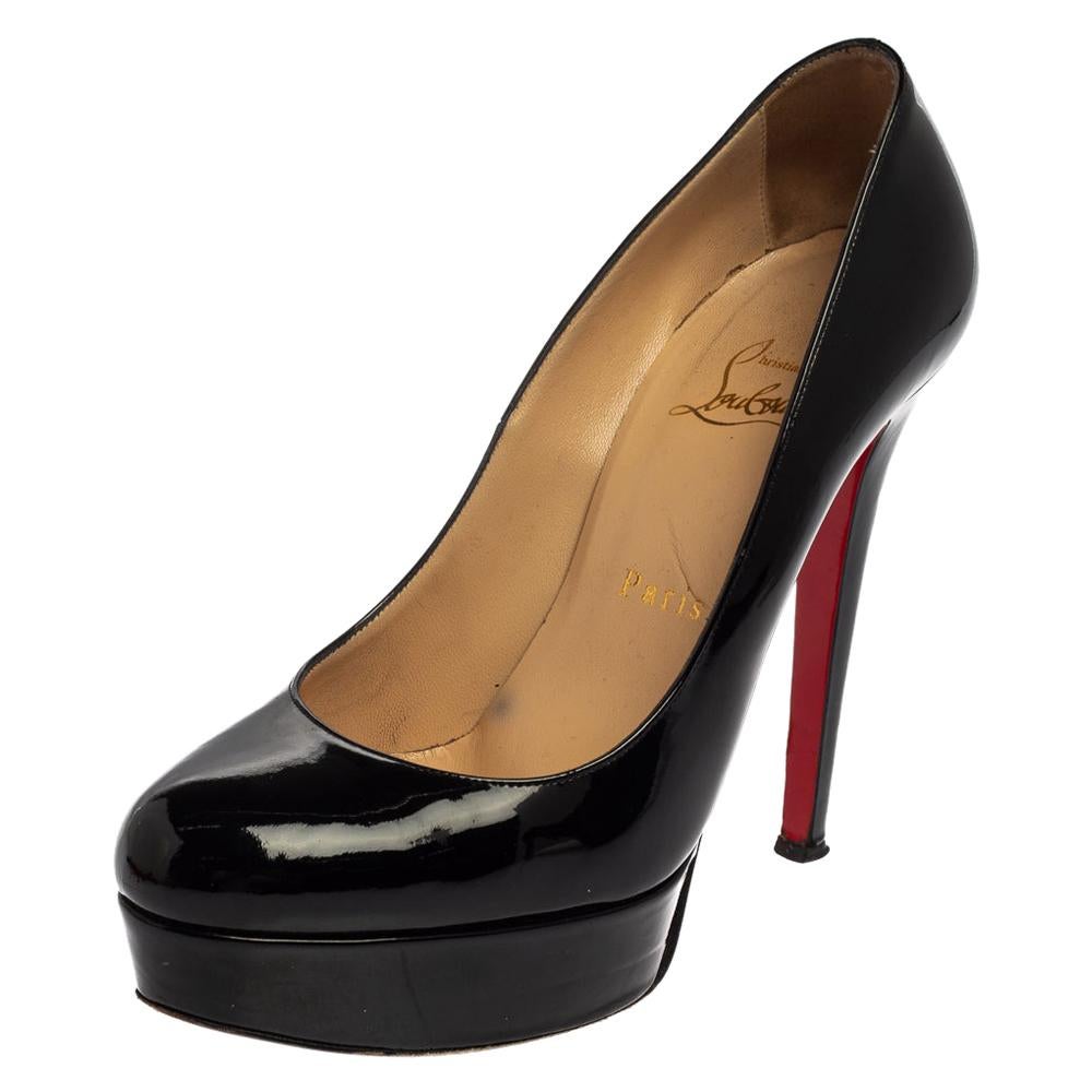Christian Louboutin Black Leather Wedges For Sale at 1stDibs