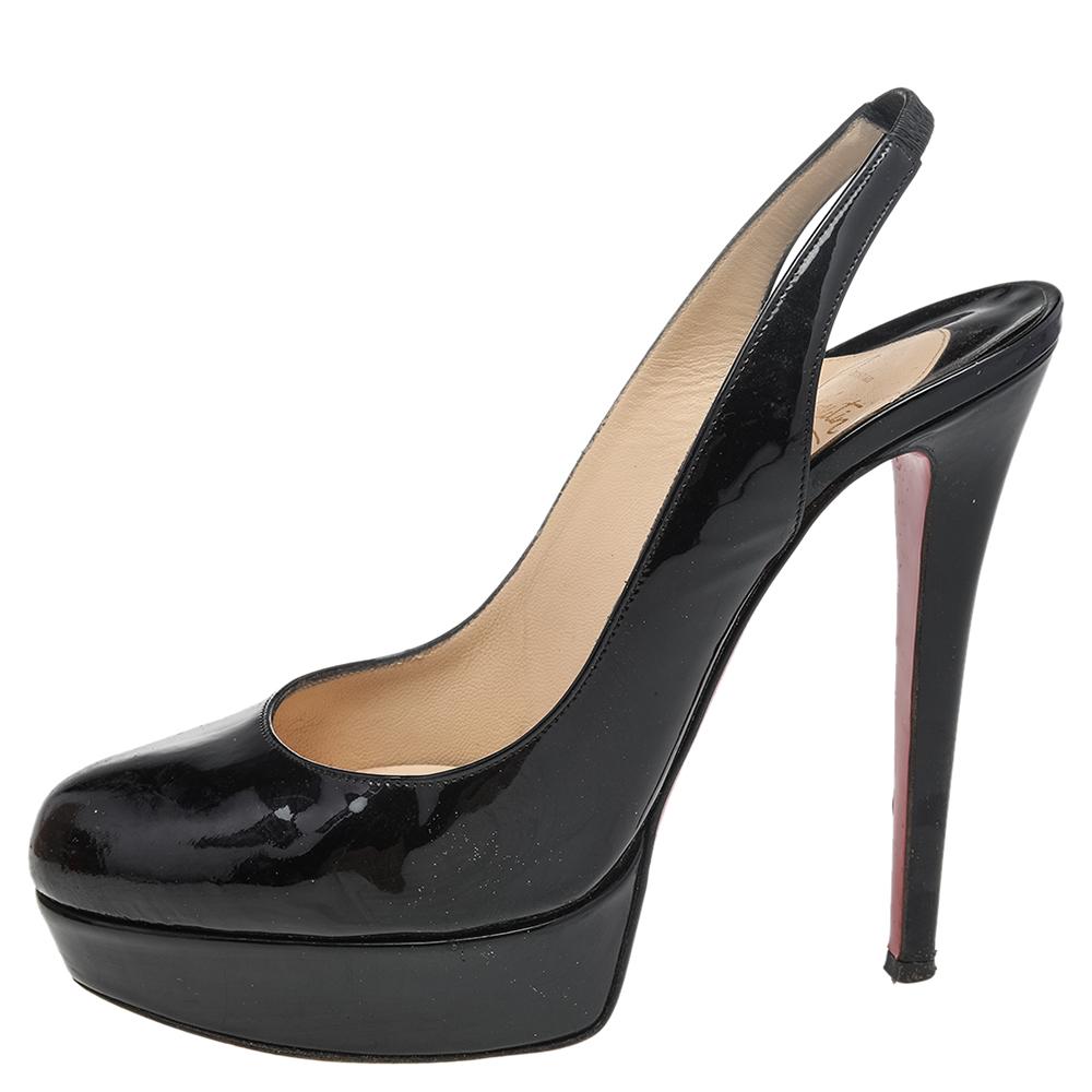 Christian Louboutin Black Patent Leather Bianca Pumps Size 38.5 For Sale 4
