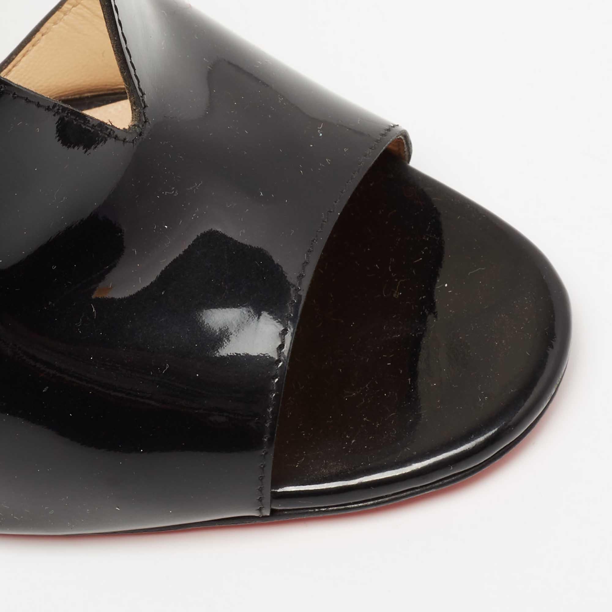 Christian Louboutin Black Patent Leather Creve Coeur Pumps Size 38.5 2