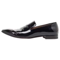 Christian Louboutin Black Patent Leather Dandelion Smoking Slippers Size 43
