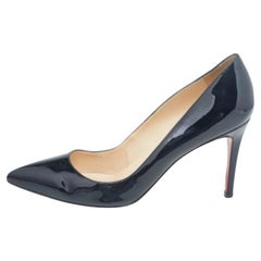 Christian Louboutin Black Patent Leather Decollete 554 Pointed Toe Pumps Size 39