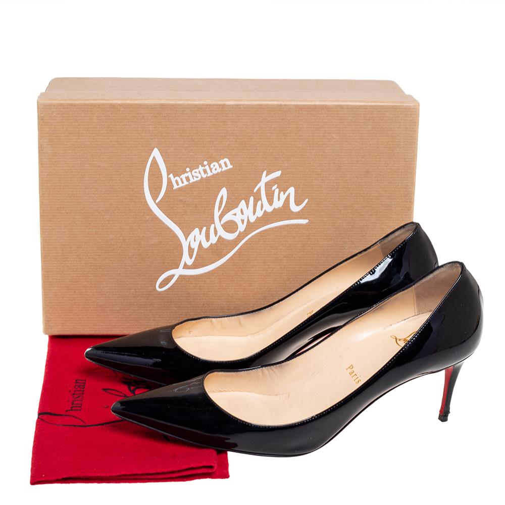 Treat your feet to the best footwear by choosing these fine pumps from Christian Louboutin! The black pumps have been crafted in Italy using patent leather. They are designed with pointed toes and lifted on 7 cm heels.

Includes: Original Dustbag,