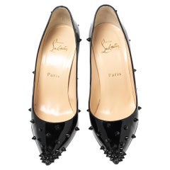 Christian Louboutin Black Patent Leather Diamond Spike Pumps Size 37
