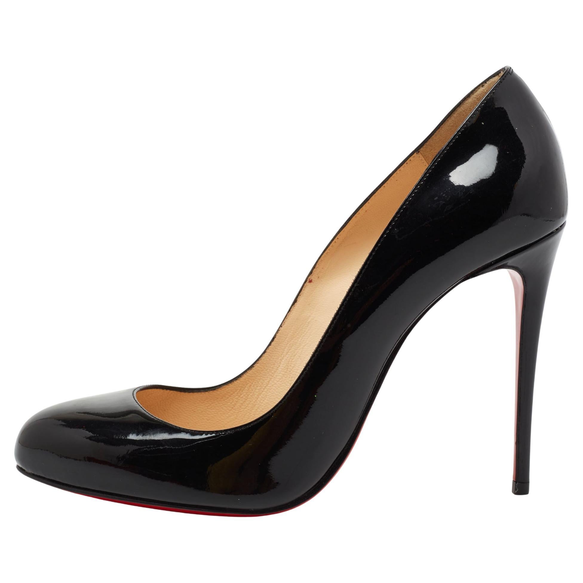Christian Louboutin Black Patent Leather Fifi Pumps Size 38 For Sale at  1stDibs