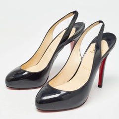 Christian Louboutin Black Patent Leather Fifi Slingback Pumps Size 38.5
