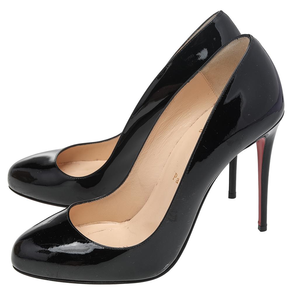 Christian Louboutin Black Patent Leather Fifille Pumps Size 38 For Sale 1