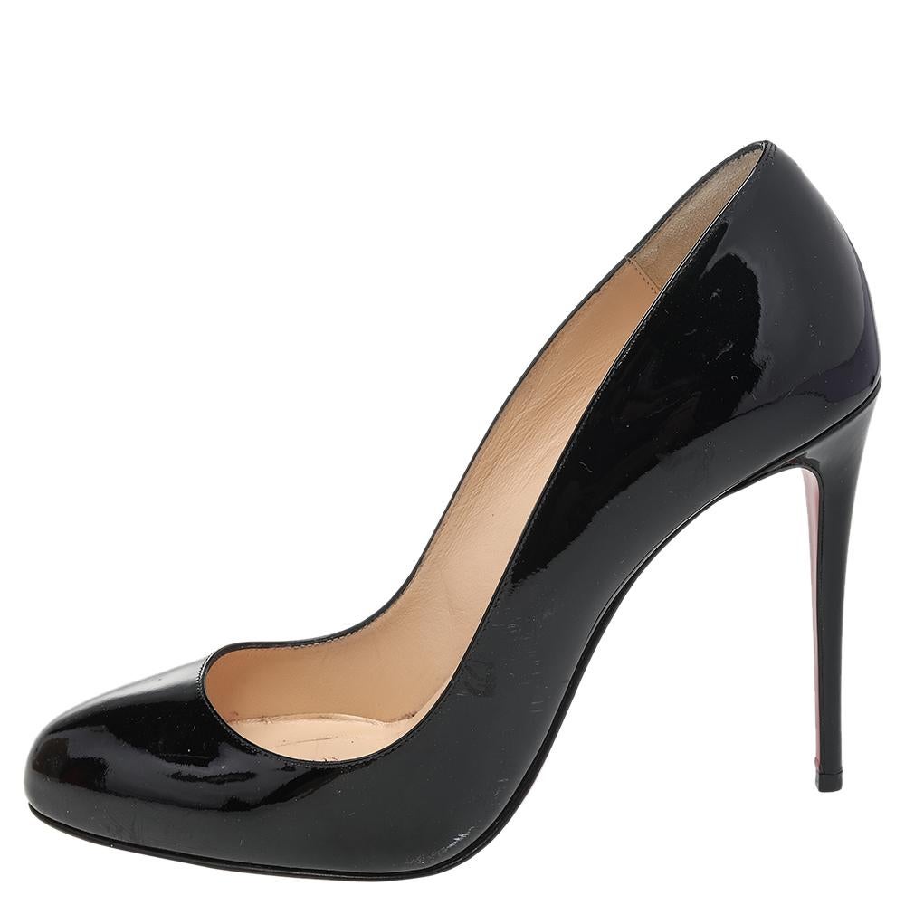 Christian Louboutin Black Patent Leather Fifille Pumps Size 38 For Sale 2