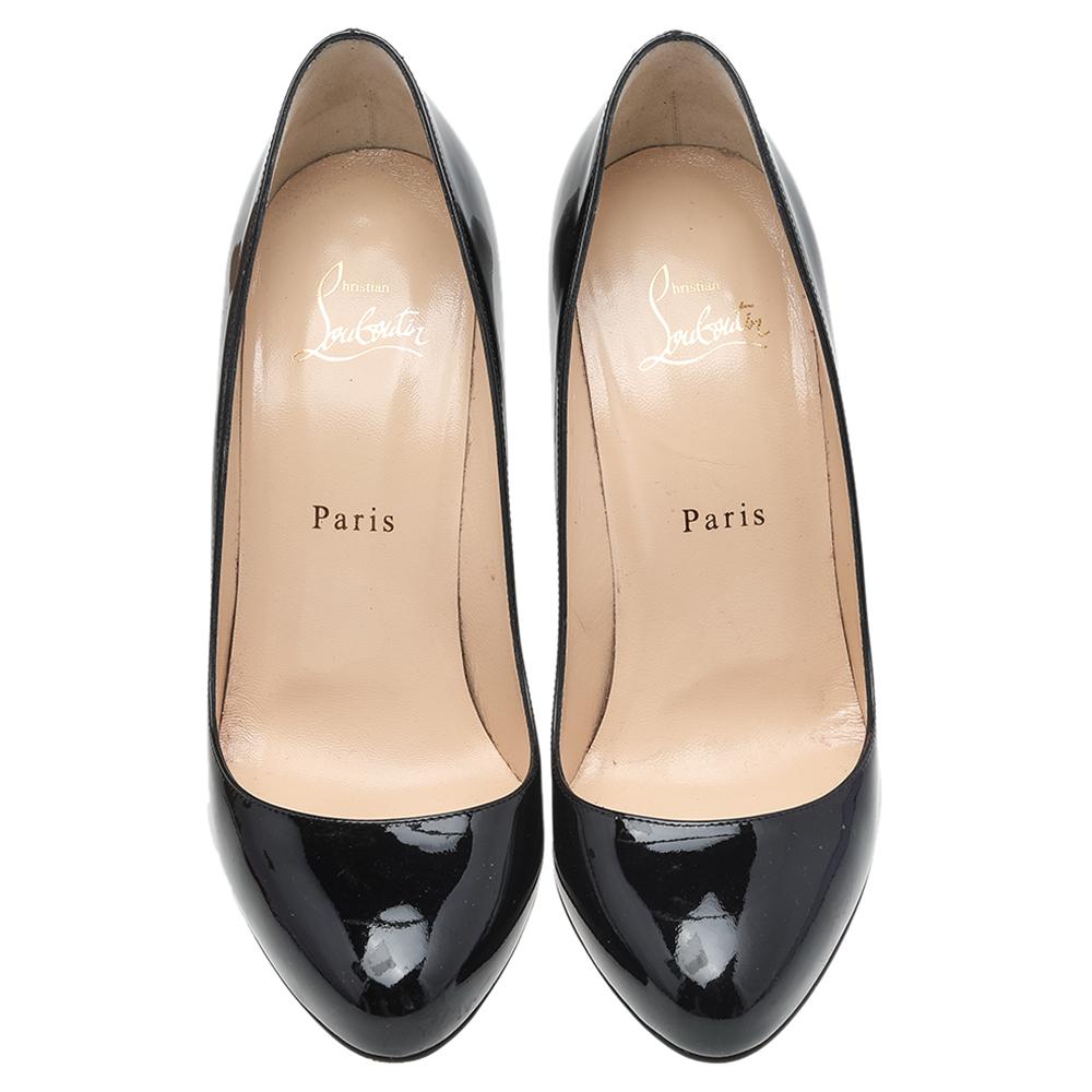 Christian Louboutin Black Patent Leather Fifille Pumps Size 38 For Sale 3