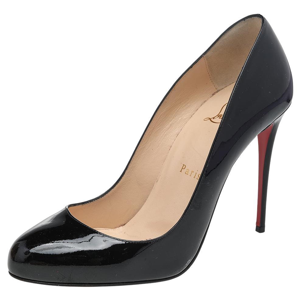 Christian Louboutin Black Patent Leather Fifille Pumps Size 38 For Sale