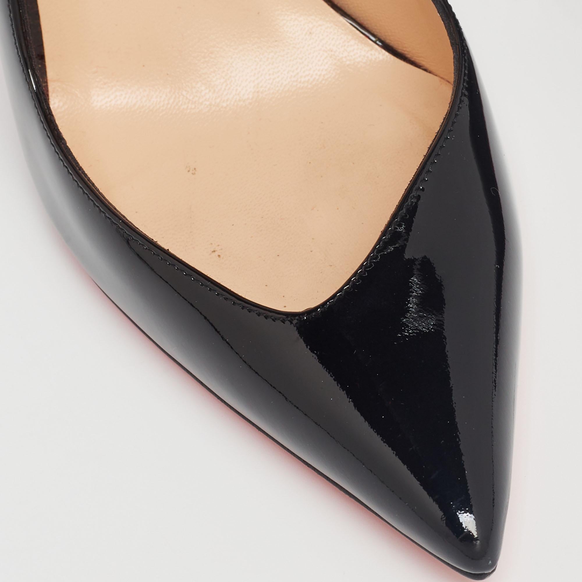Christian Louboutin Black Patent Leather Fleuve Slingback Pumps Size 38 2
