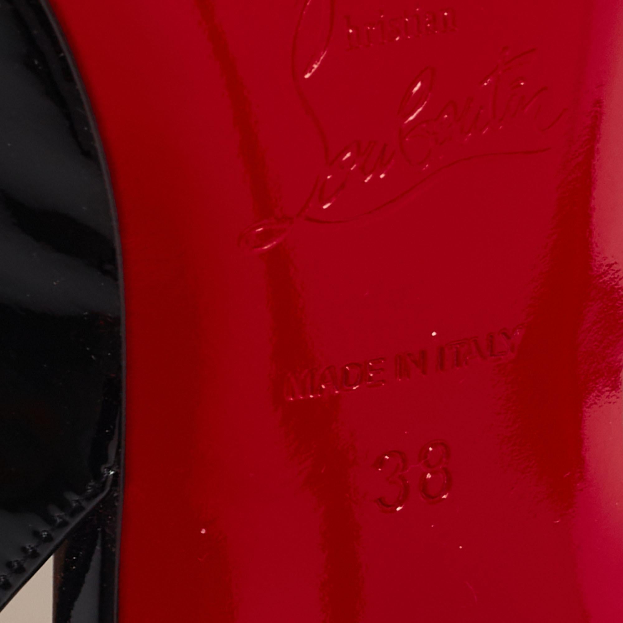 Christian Louboutin Black Patent Leather Fleuve Slingback Pumps Size 38 3