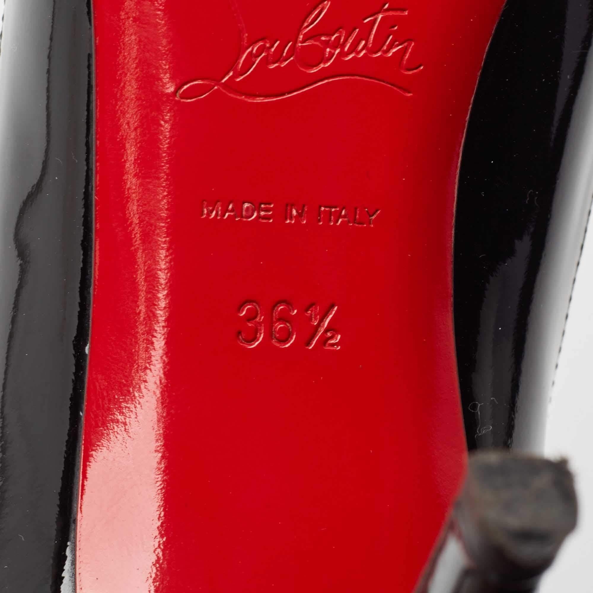Christian Louboutin - Escarpins à bout ouvert en cuir verni noir, taille 36.5 en vente 3