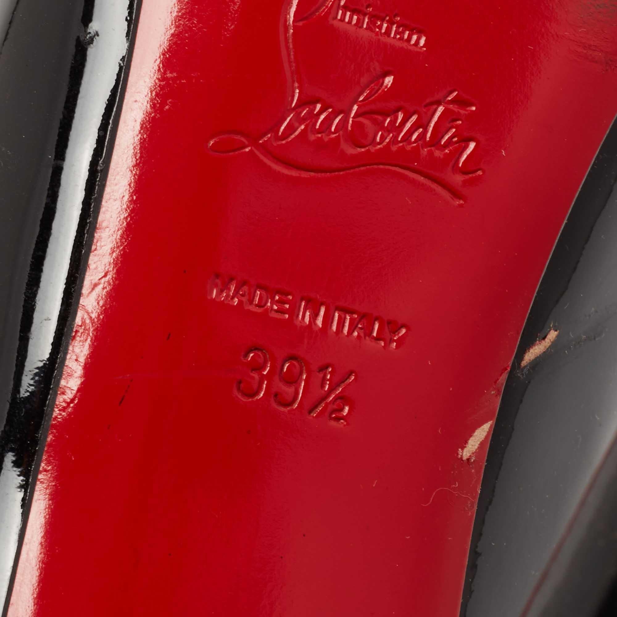 Christian Louboutin Black Patent Leather Flo Peep-Toe Pumps Size 39.5 For Sale 3