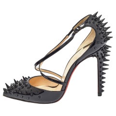 Christian Louboutin Black Patent Leather Goldocross Pumps Size 36.5