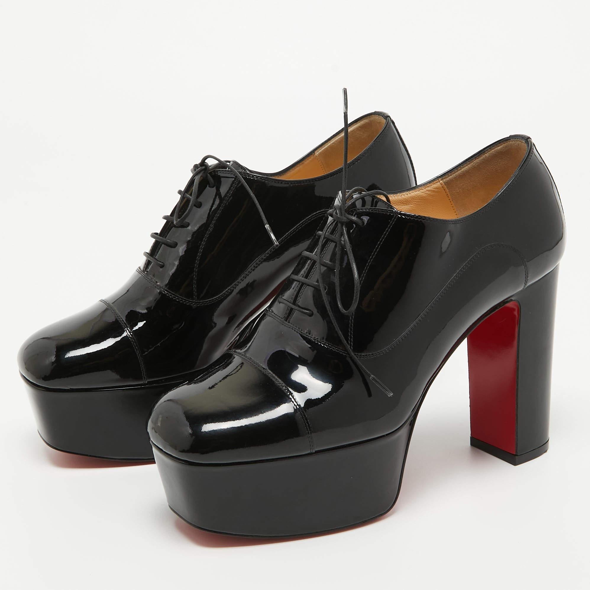 Christian Louboutin Black Patent Leather Goosinette Pumps Size 36 For Sale 2