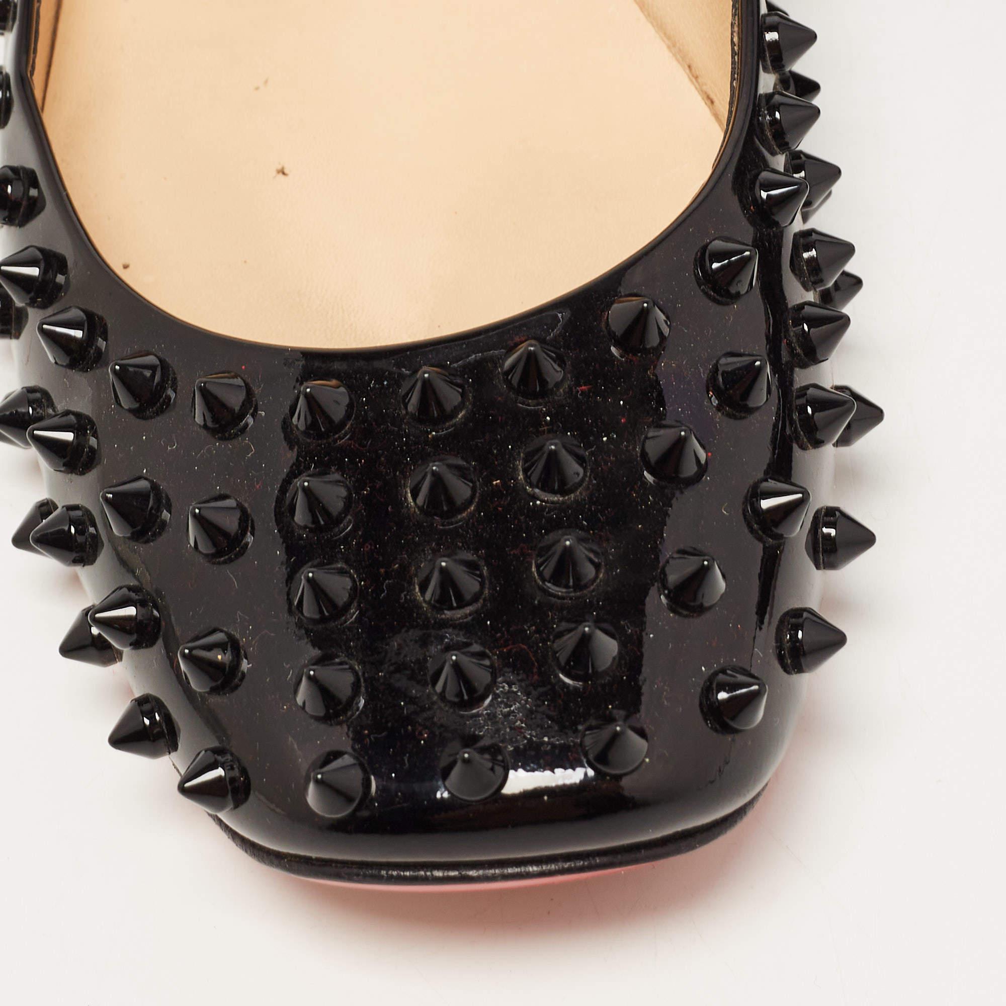 Christian Louboutin Black Patent Leather Gozul Ballet Flats Size 39 1