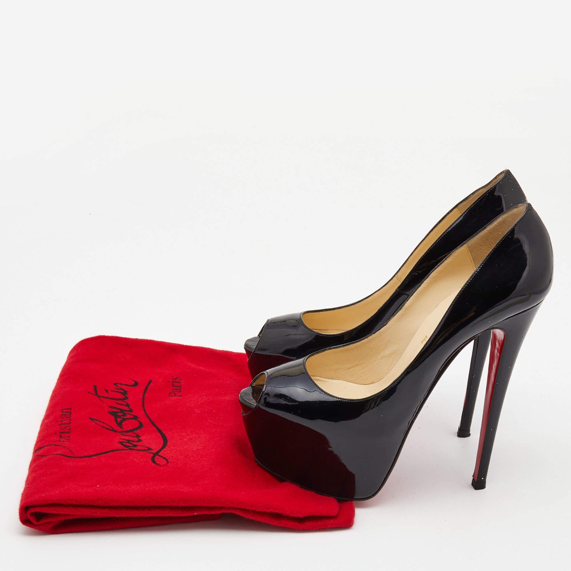 Christian Louboutin Black Patent Leather Highness Pumps Size 39.5 6