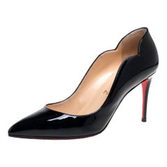 Used Christian Louboutin Black Patent Leather Hot Chick Pumps Size 37.5