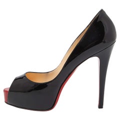 Christian Louboutin Black Patent Leather Hyper Prive Pumps Size 38