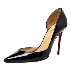 Christian Louboutin Black Patent Leather Iriza D'orsay Pointed Toe Pumps Size 38