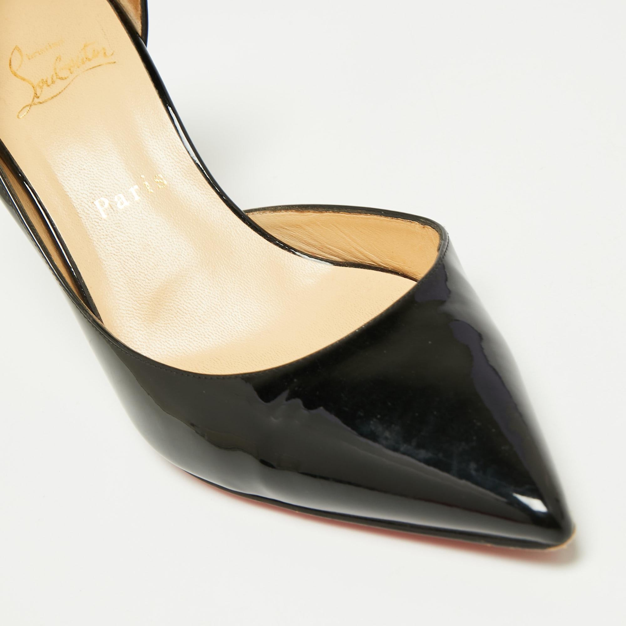 Christian Louboutin Black Patent Leather Iriza D'orsay Pumps Size 38 2